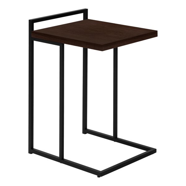 Monarch Specialties Accent Table, C-shaped, End, Side, Snack, Living Room, Bedroom, Metal, Laminate, Brown, Black I 3635